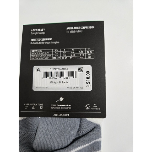 Adidas Soccer Team Speed Pro Socks in White/Navy Blue - Size Large - Picture 6 of 6